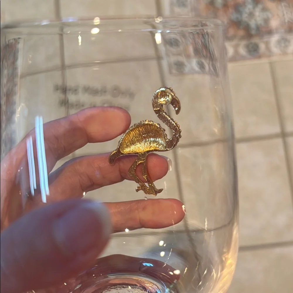 Wine Glasses Jeweled Flamingo Stemless Wine Glass Set